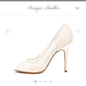 Monique Lhullier Adriana Lace Peep Toe Pump Bridal